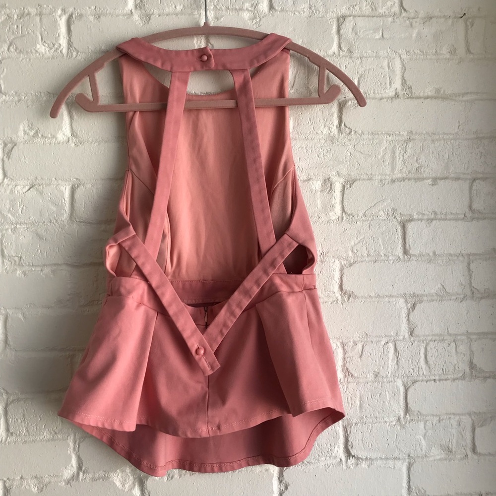 Fashion wild cat pink cute halter open back tank L
